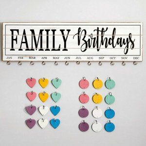 Wood Family Birthday Reminder Calendar Plaque Sign "MAKES A GREAT GIFT"